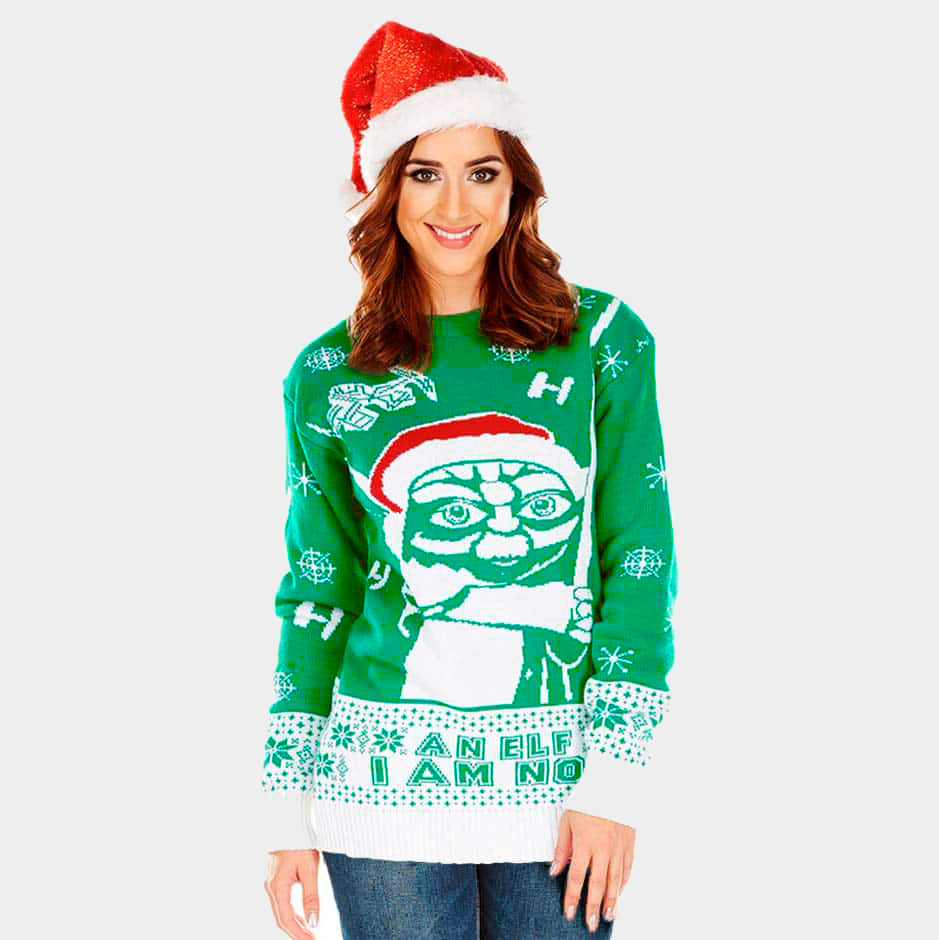 Herren Weihnachtspullover I am Not an Elf Damen

