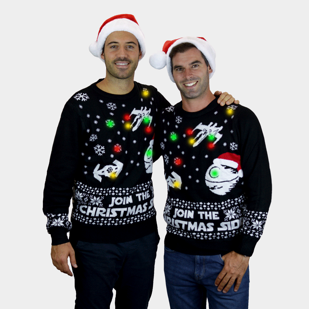 Herren Weihnachtspullover mit LED – Join the Christmas Side
