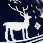 Herren Weihnachtspullover Blau Nordische Sternen und Rentieren
