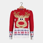 Herren Weihnachtspullover Rot mit Rentier Schnee
