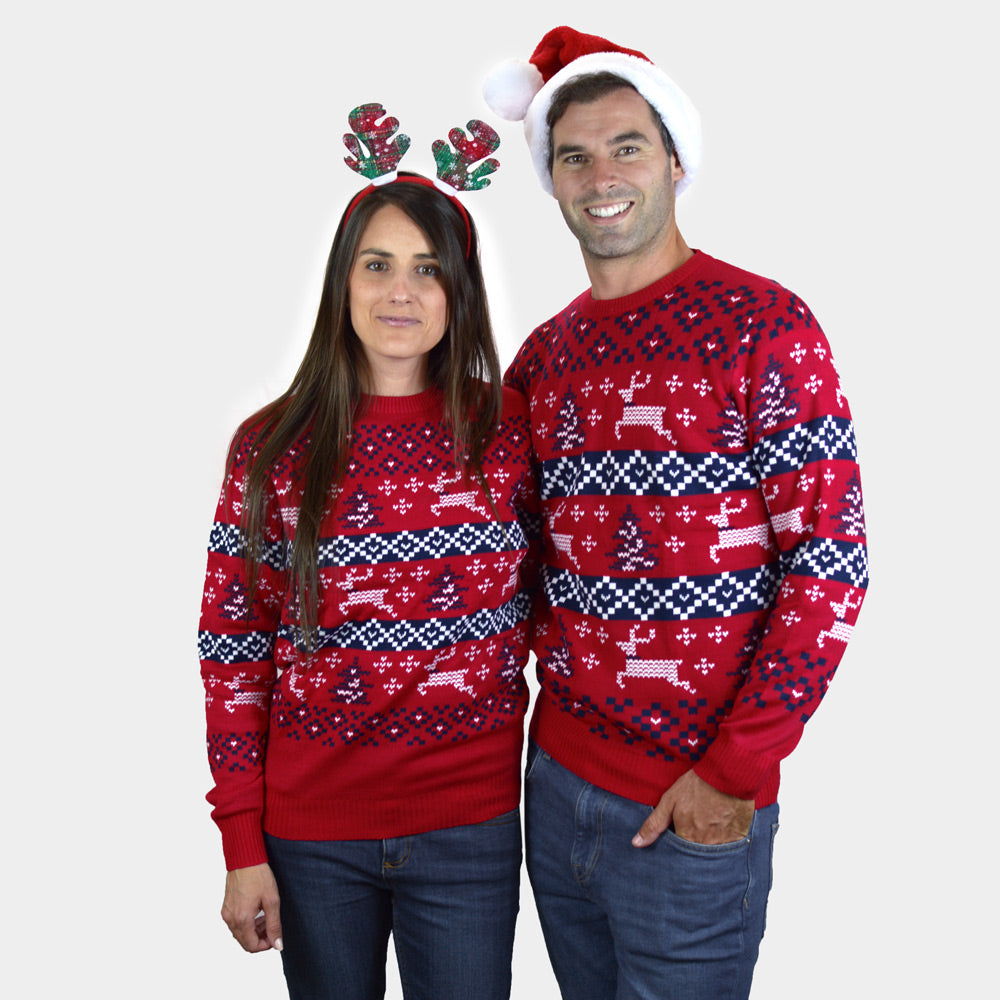Herren Weihnachtspullover Rot Canada Paar
