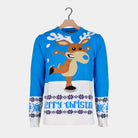 Herren Weihnachtspullover mit Schlittschuh-Rentier Blau 
