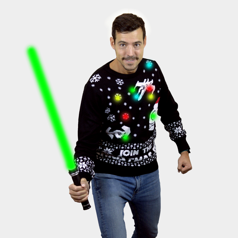 Herren Weihnachtspullover Star Wars mit LED – Join the Christmas Side
