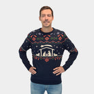 Herren Weihnachtspullover Blau Weihnachtskrippe
