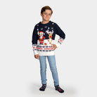 Familien Weihnachtspullover Blau mit Weihnachtsmann und Rudolf Kinder
