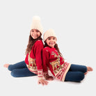Kinder Weihnachtskleid Rot mit Baby-Rentier
