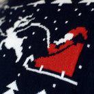 Kinder Weihnachtspullover Blau mit Bäumen, und Weihnachtsmann Schneemännern 
