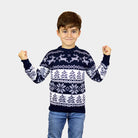 Kinder Weihnachtspullover Blau "Nordpol"
