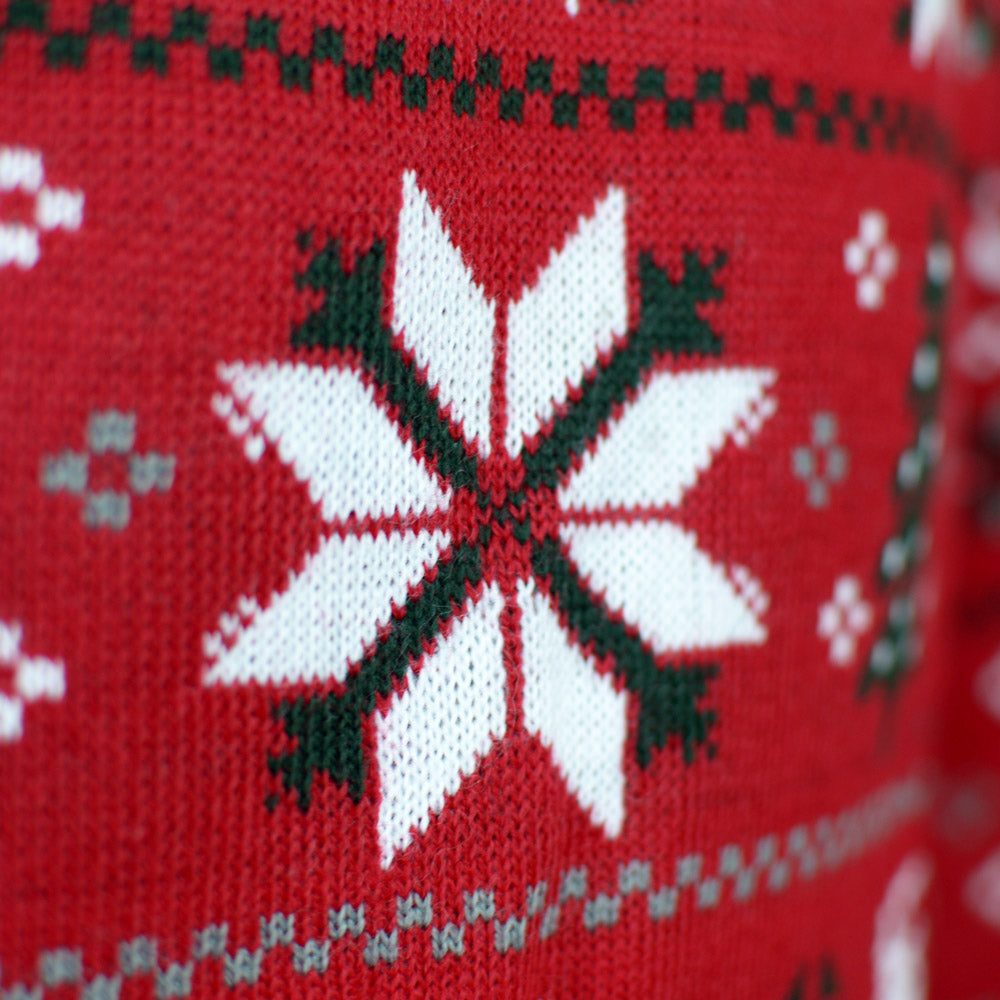 Kinder Weihnachtspullover Sternen Rot Rentieren Weihnachtsbäumen