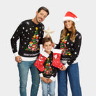 Kinder Weihnachtspullover Schwarz "Merry Christmas" Familie
