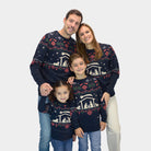 Kinder Weihnachtspullover Blau Weihnachtskrippe Familien