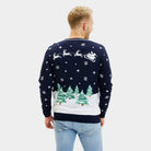 Herren Weihnachtspullover LED Blau „Merry Christmas“
