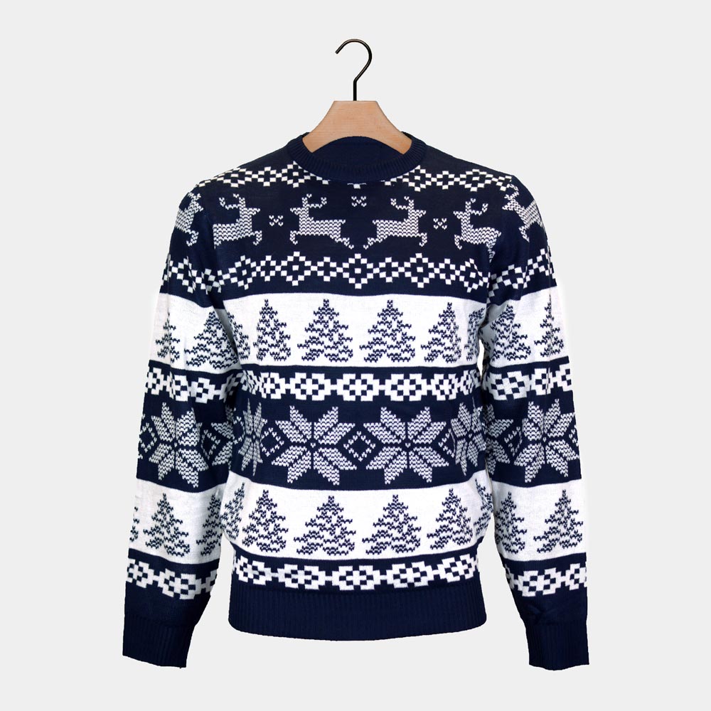 Paare  Weihnachtspullover Blau Nordpol
