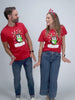 Weihnachts T-shirt in Rot für Damen und Herren mit Pinguinen