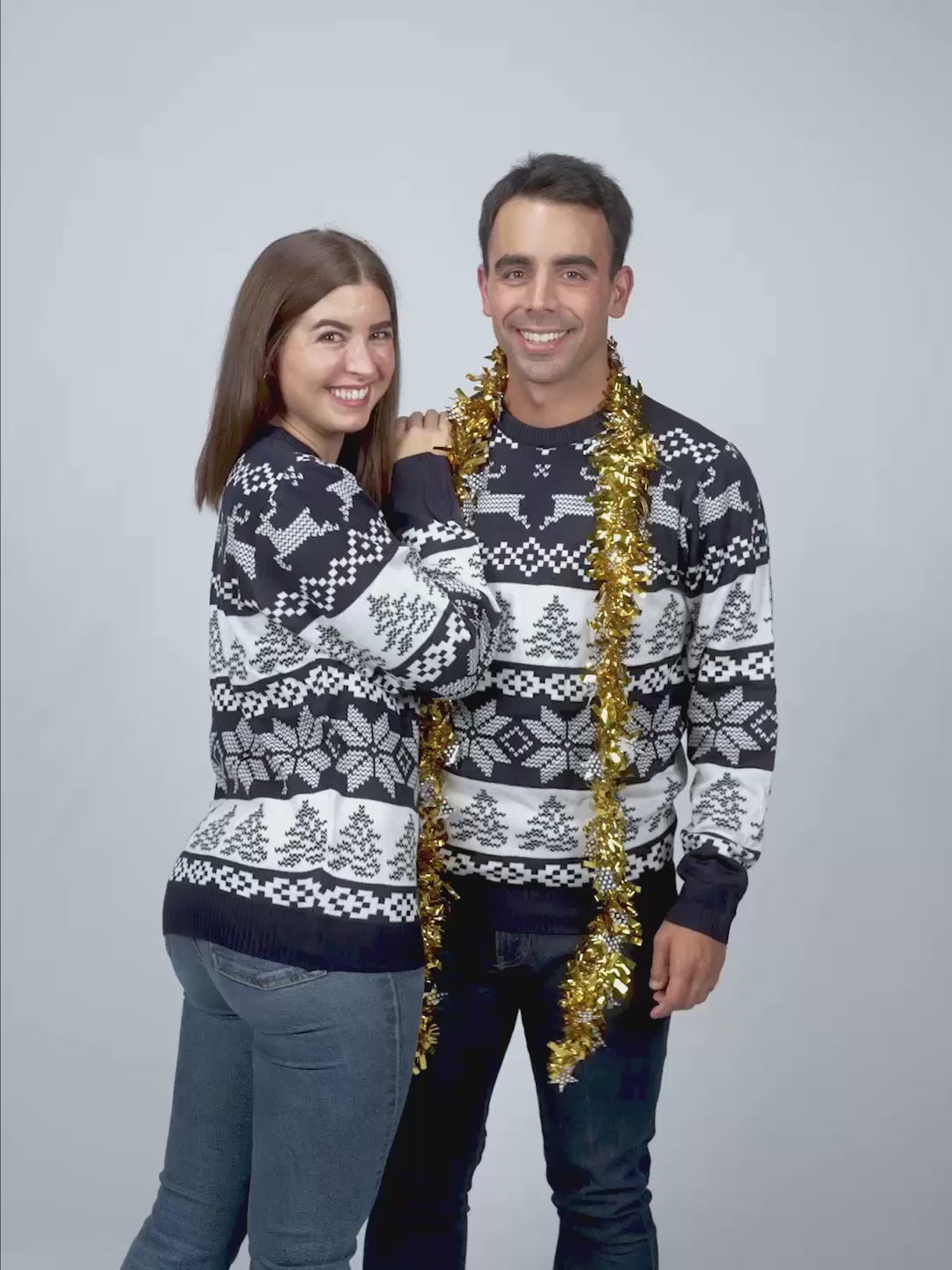 Damen und Herren Weihnachtspullover Blau Nordpol