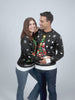 Damen und Herren Weihnachtspullover mit LED Schwarz "Merry Christmas"
