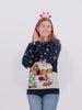 Herren und Damen Weihnachtspullover mit LED Blau „Merry Christmas“