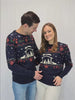 Damen und Herren Weihnachtspullover Blau Weihnachtskrippe