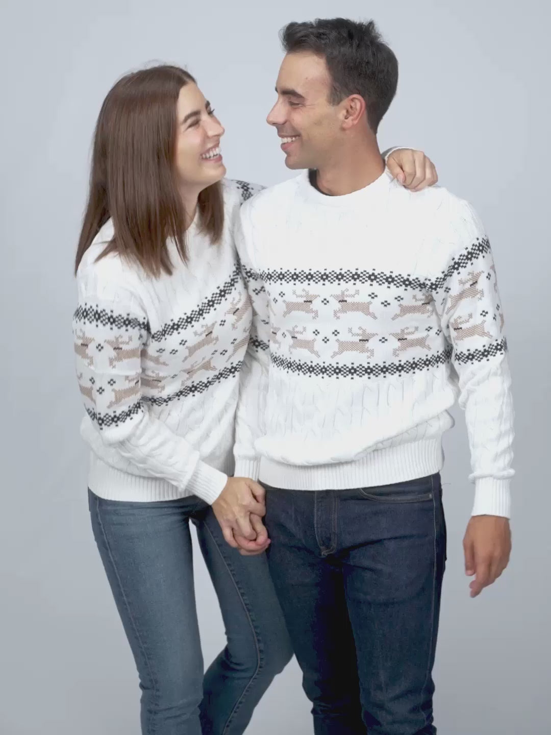 Damen und Herren Weihnachtspullover Elegant Weiß "Alaska"
