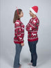 Damen und Herren Weihnachtspullover Rot mit Rentieren und Weihnachtsbäumen