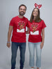 Weihnachts T-shirt in Rot für Damen und Herren mit Rentier Rudolph