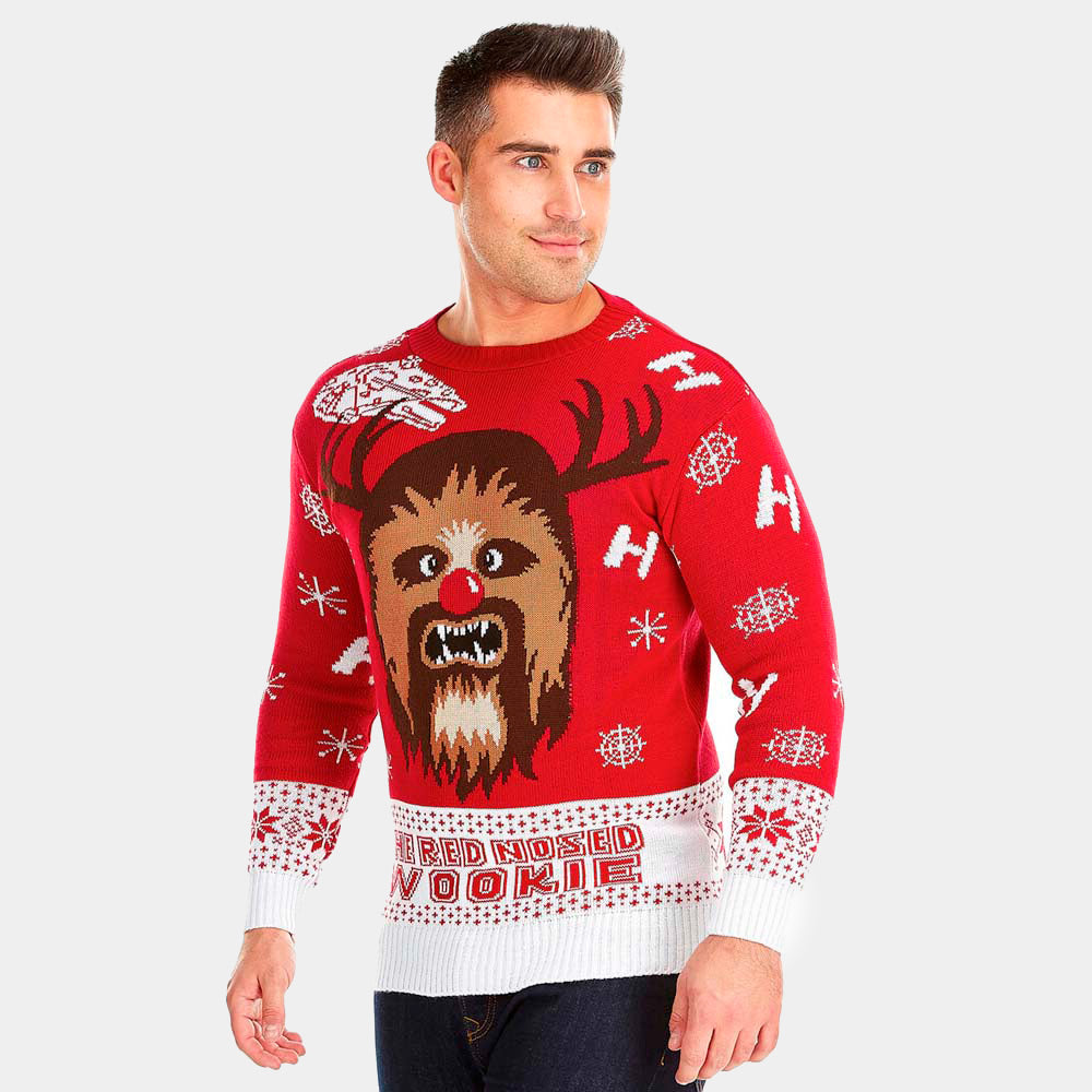 Rot Herren Weihnachtspullover Wookiee
