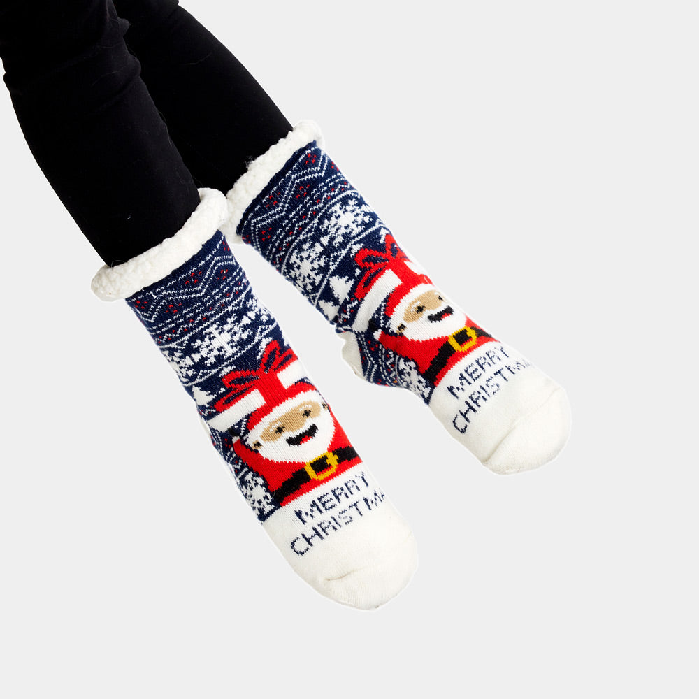 Kuschelige Weihnachtssocken mit Stoppern für Damen Weihnachtsmann und Geschenk