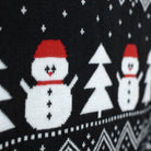 Weihnachtspullover ¡Paare Schwarz mit Bäumen, Schneemännern und Weihnachtsmann

