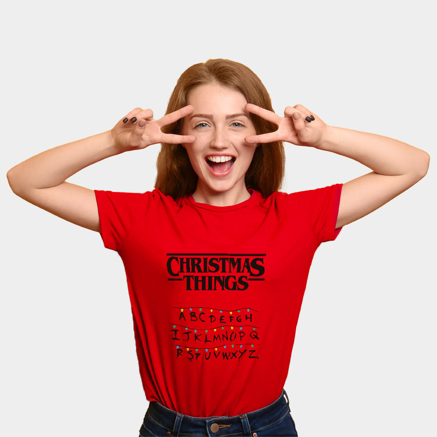 Weihnachts T-shirt in Rot für Damen  Christmas Things
