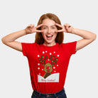 Weihnachts T-shirt in Rot für Damen mit Rentier Rudolph
