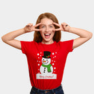 Weihnachts T-shirt in Rot für Damen mit Schneemann
