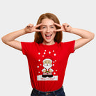 Weihnachts T-shirt in Rot für Damen mit Weihnachtsmann
