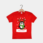 Weihnachts T-shirt in Rot für Kinder mit Pinguinen
