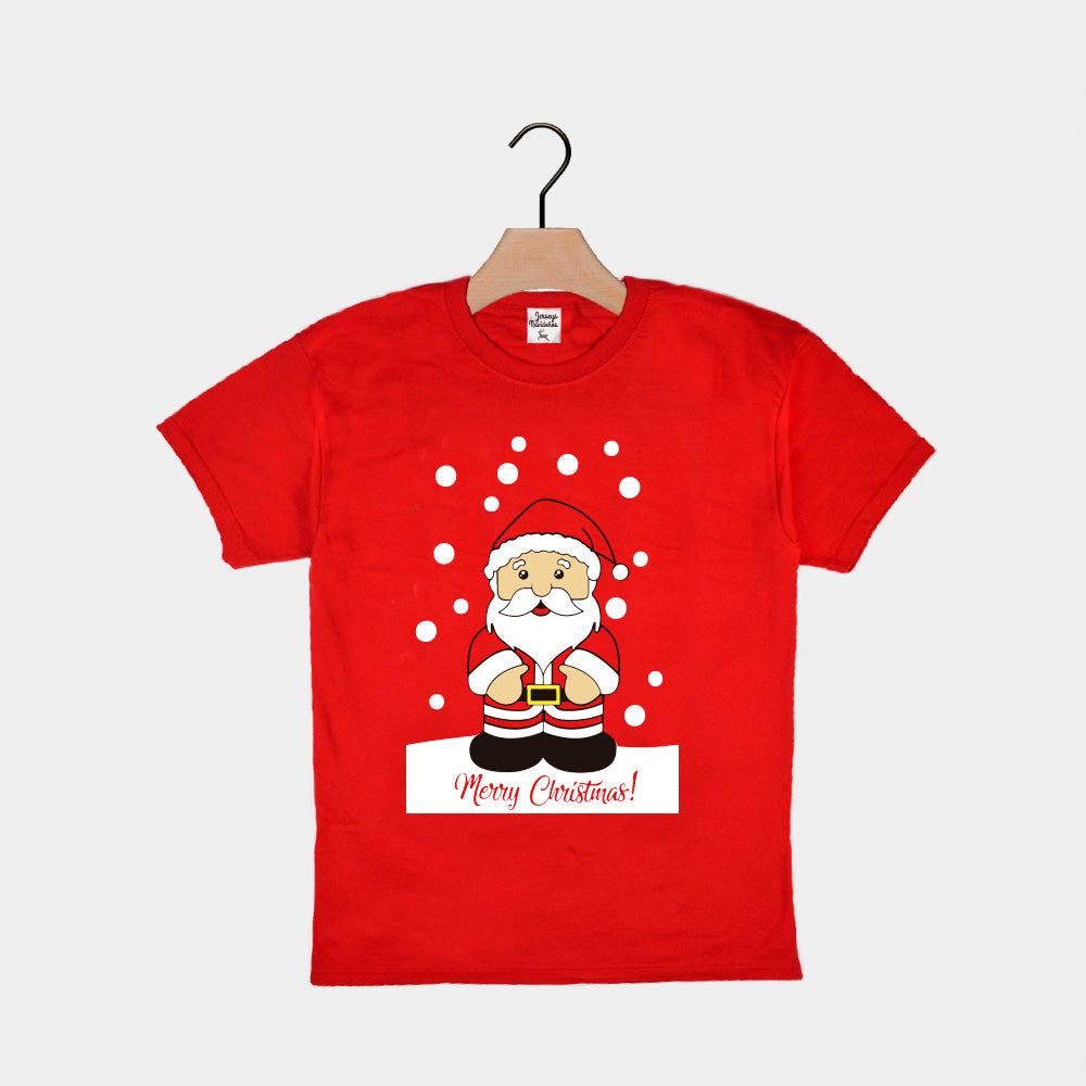 Weihnachts T-shirt in Rot für Kinder mit Weihnachtsmann
