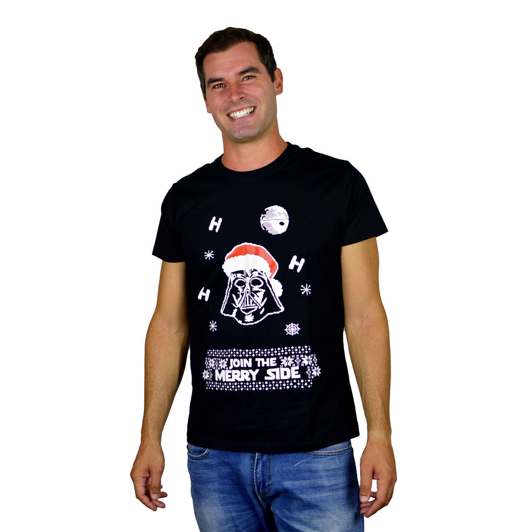 Weihnachts T-shirt in Schwarz für Herren Join the Merry Side
