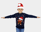 Weihnachtspullover für Kinder Blau mit Gingerbread
