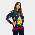 Damen Weihnachtspullover mit LED „Christmas Food“