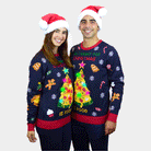 Herren Weihnachtspullover mit LED „Christmas Food“ Paare
