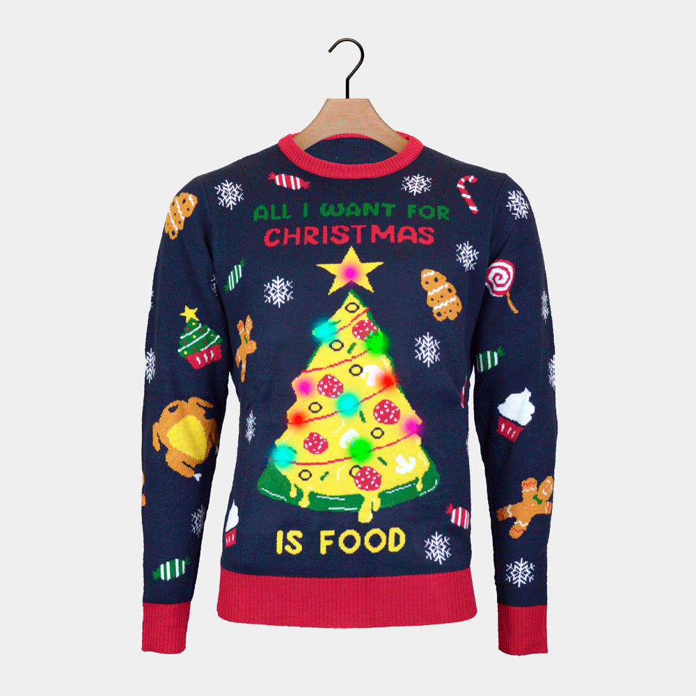 Weihnachtspullover mit LED „Christmas Food“
