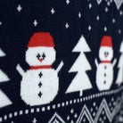 Weihnachtspullover für Paare Blau Bäumen, Schneemännern und Weihnachtsmann
