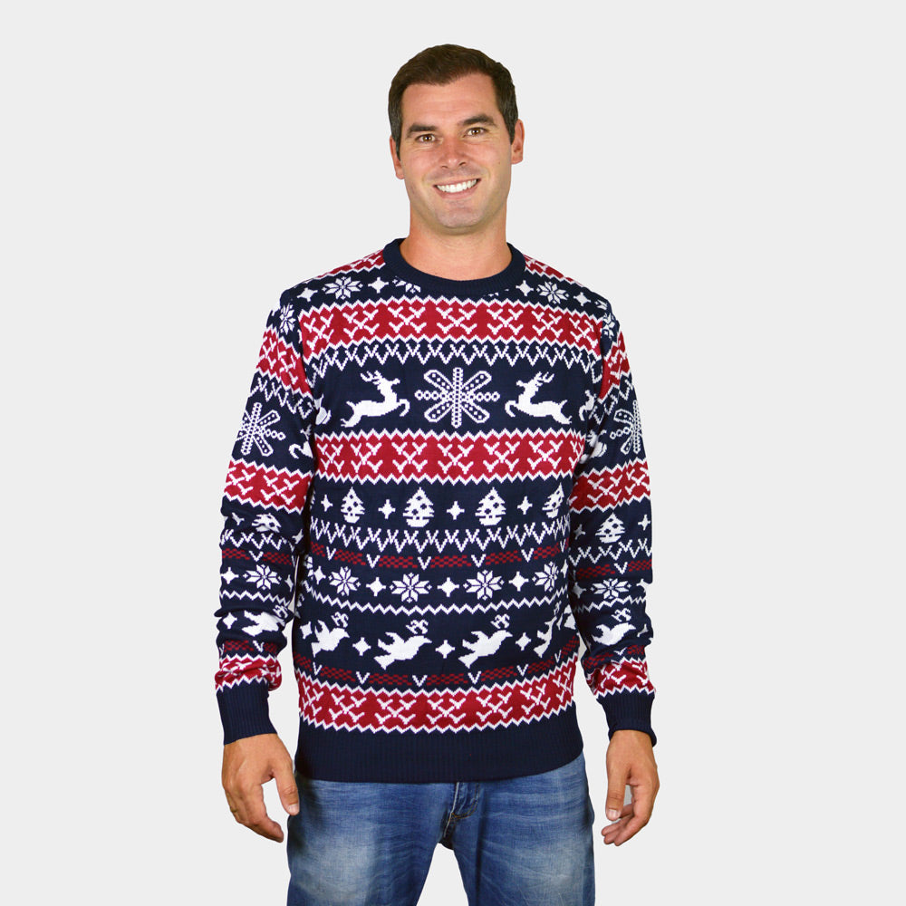 Weihnachtspullover mit Rentieren und Weihnachtsmotiven Herren 
