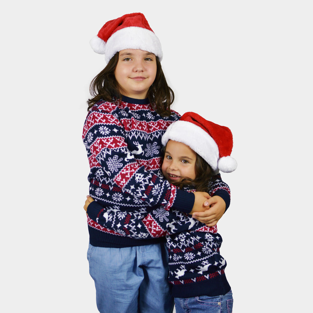 Weihnachtspullover mit Rentieren und Weihnachtsmotiven Kinder 
