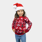 Weihnachtspullover Rot Sternen Rentieren Weihnachtsbäumen Kinder 
