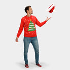 Weihnachtspullover Herren  in Rot mit Weihnachtsbaum

