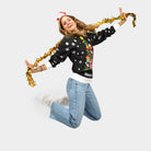 Weihnachtspullover Schwarz "Merry Christmas" Damen 
