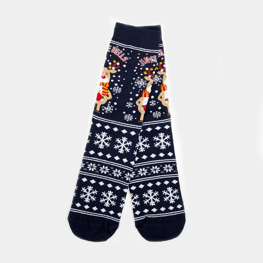 Unisex-Weihnachtssocken mit Rentier und Schnee
