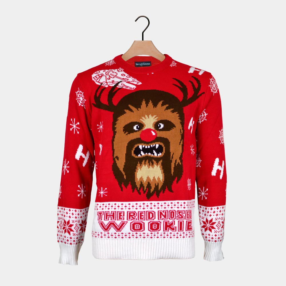 Wookiee Herren Weihnachtspullover Rot 

